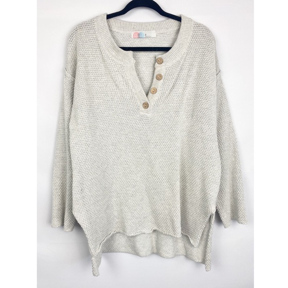 Free People Beach Hailee Sweater Top and Pant Set, Ivory Heather Grey - Size XS - Picture 2 of 16